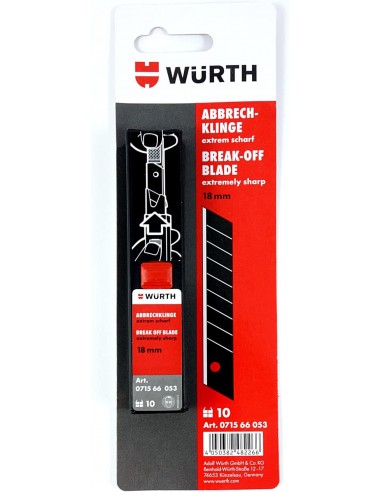 WURTH ΛΑΜΕΣ ΓΙΑ ΚΟΠΙΔΙ EXTRA ΜΑΥΡΕΣ 18MM 10ΤΕΜ.