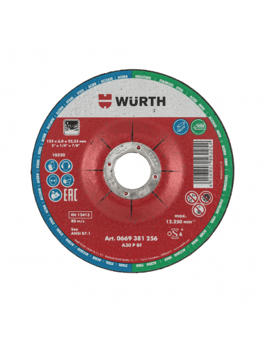 WURTH ΔΙΣΚΟΣ ΛΕΙΑΝΣΗΣ ΜΠΛΕ ΠΡΑΣΙΝΟΣ Φ125Χ6,0MM