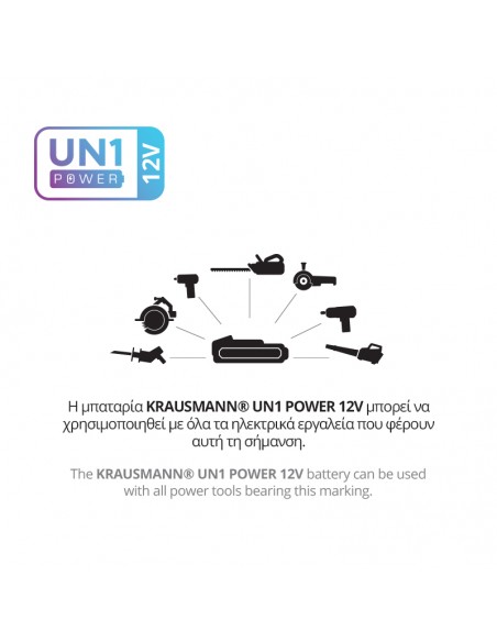 ΣΕΤ ΓΩΝΙΑΚΟΣ ΤΡΟΧΟΣ ΜΙΝΙ Ø76 ΜΠΑΤΑΡΙΑΣ 12V+ ΜΠΑΤΑΡΙΑ 2.0Ah + ΦΟΡΤΙΣΤΗΣ KRAUSMANN U87012-12S