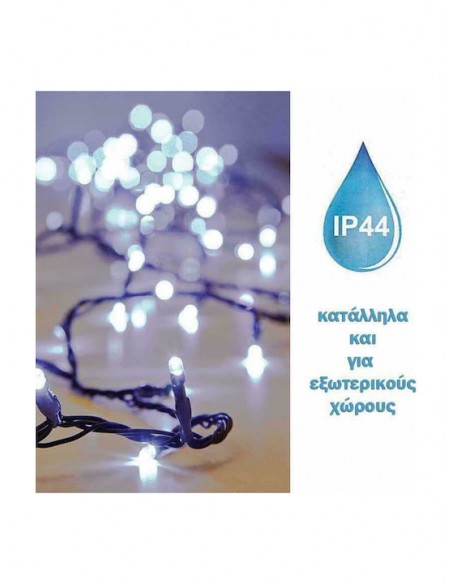 100 Λαμπάκια LED 5μ Ψυχρό Λευκό σε Σειρά με Πράσινο Καλώδιο 600-11300 Eurolamp