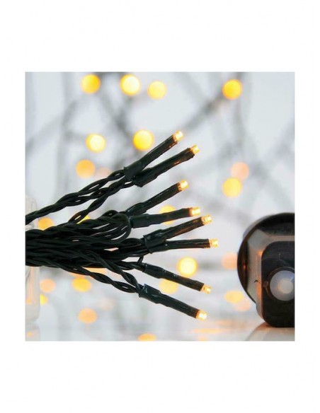240 Λαμπάκια LED 11.95μ Θερμό Λευκό σε Σειρά με Πράσινο Καλώδιο και Προγράμματα Eurolamp 600-11531