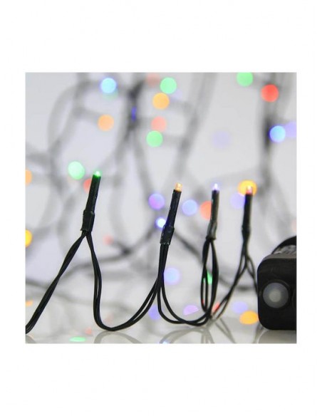 400 Λαμπάκια LED 20μ Πολύχρωμα σε Σειρά με Πράσινο Καλώδιο και Προγράμματα Eurolamp 600-11552