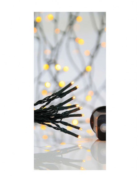400 Λαμπάκια LED 19.95μ Θερμό Λευκό σε Σειρά με Πράσινο Καλώδιο και Προγράμματα Eurolamp 600-11551