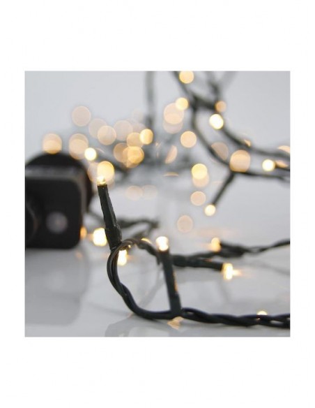400 Λαμπάκια LED 19.95μ Θερμό Λευκό σε Σειρά με Πράσινο Καλώδιο και Προγράμματα Eurolamp 600-11551