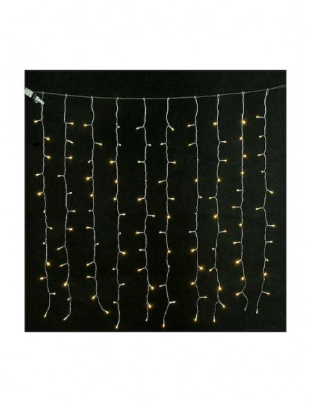 480 Λαμπάκια LED 3μ x 300εκ Θερμό Λευκό τύπου Κουρτίνα με Διαφανές Καλώδιο Eurolamp 600-11375