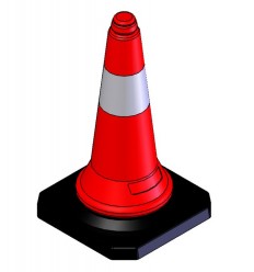 Πλαστικός κώνος σήμανσης ύψους 50cm με βαριά λαστιχιένια βάση EDH-PE-1