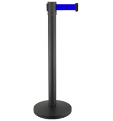 Κολωνάκι οριοθέτησης μαύρο (mat) ύψους 91cm με μπλε ιμάντα 2m BB-200
