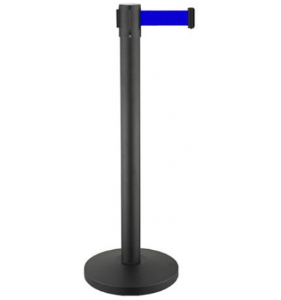 Κολωνάκι οριοθέτησης μαύρο (mat) ύψους 91cm με μπλε ιμάντα 2m BB-200