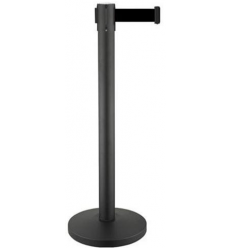 Κολωνάκι οριοθέτησης μαύρο (mat) ύψους 91cm με μαύρο ιμάντα 2m BBL-200