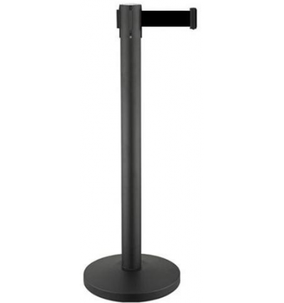 Κολωνάκι οριοθέτησης μαύρο (mat) ύψους 91cm με μαύρο ιμάντα 2m BBL-200