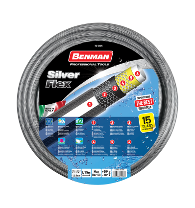 ΛΑΣΤΙΧΟ SILVER FLEX ΓΚΡΙ&ΛΕΥΚΗ ΡΙΓΑ 5/8"x25m...