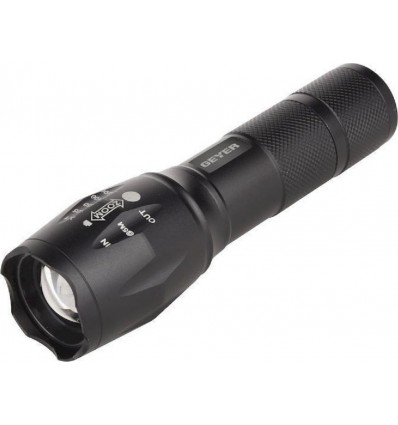 Φακός led 5W μαύρος μεταλλικός με zoom GEYER